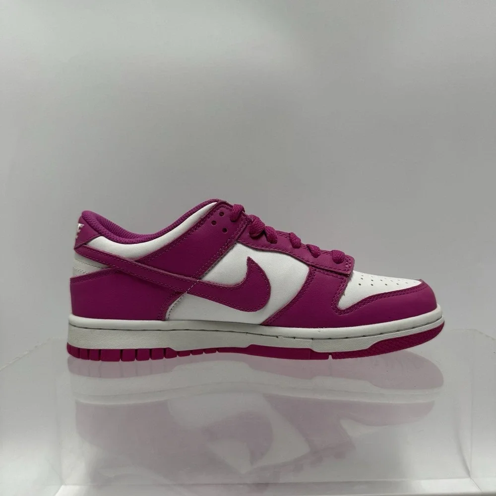 Brand New Nike Dunk Low BG FJ0704-100 White Fuchsia Size 5.5Y / Women's Size 7